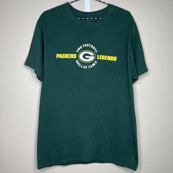 Hanes Green Green Bay Packers Hall Of Fame Short Sleeve Crew Neck T-Shirt Sz L - Picture 1 of 8